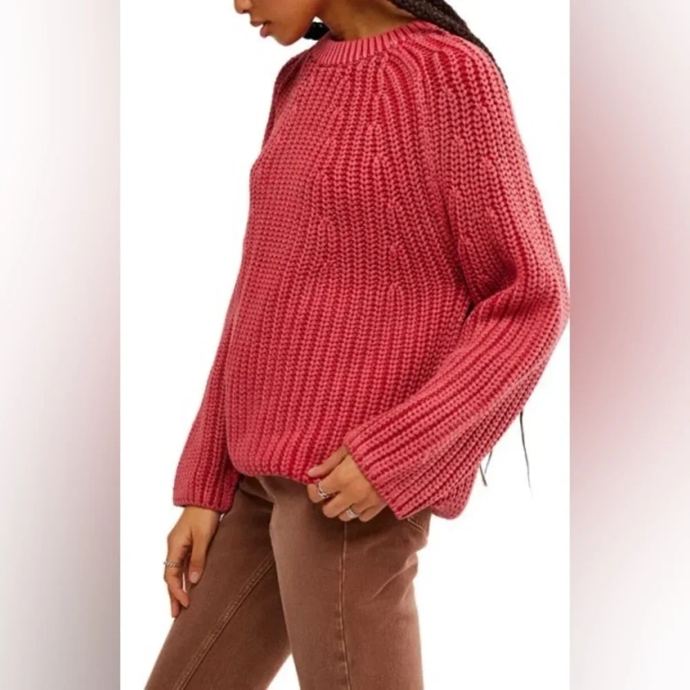 Free People Take Me Home Sweater in Cherry